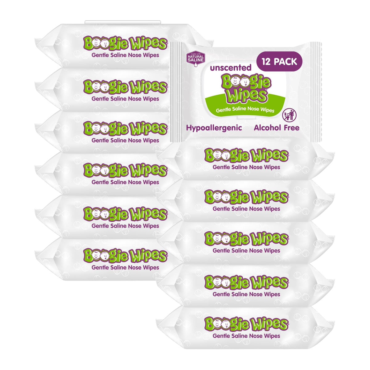 Boogie Saline Nose Wipes Unscented - 90 Count