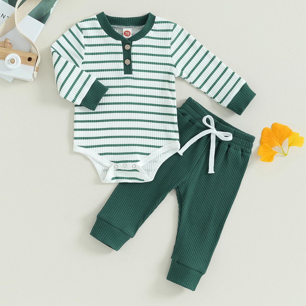 MA&BABY Newborn Baby Boy Clothes Ribbed Knit Long Sleeve Romper Pants Set