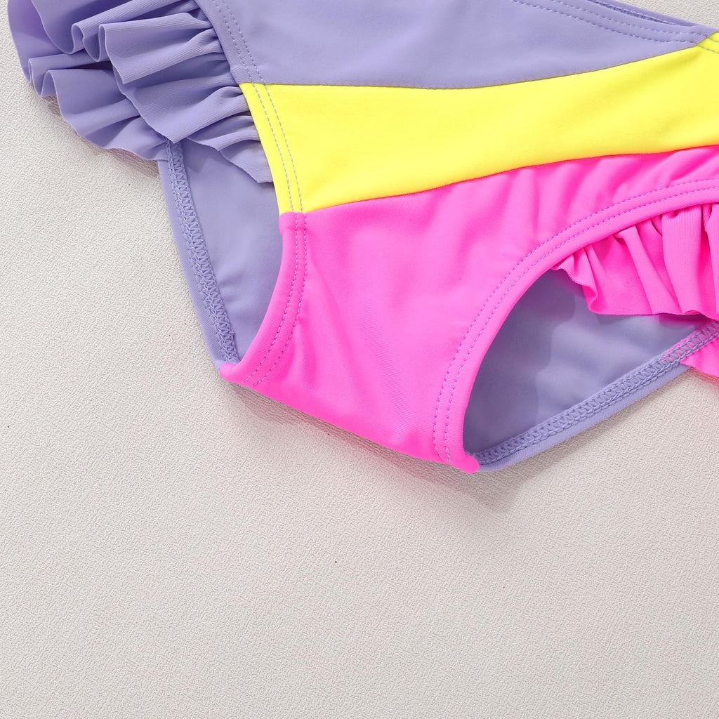 YOUNGER TREE Toddler Girls Two Pieces Swimsuit Color Block Stripe Swimwear Summer Beach Bathing Suit 18M-5T
