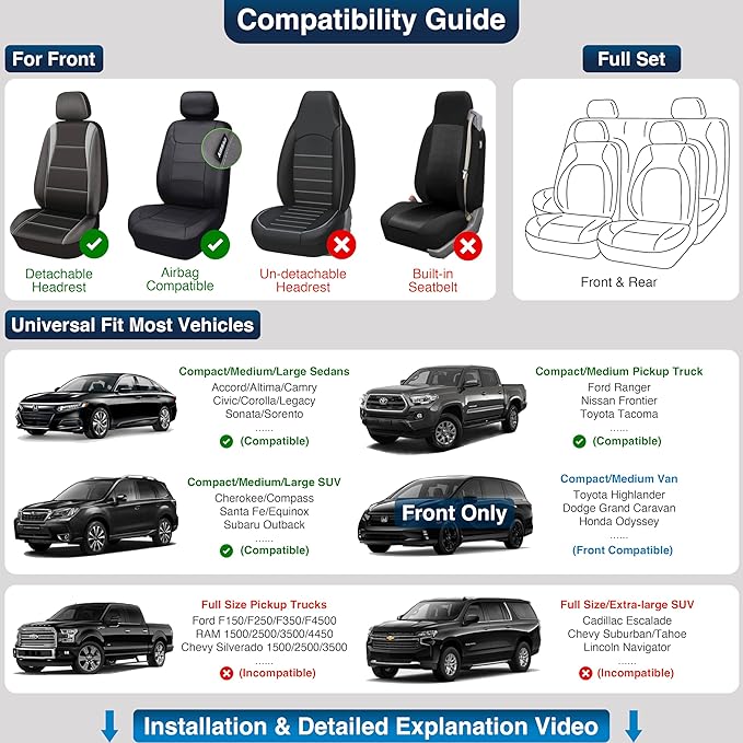 OASIS AUTO Car Seat Covers Premium Waterproof Faux Leather Cushion Universal Accessories Fit SUV Truck Sedan Automotive Vehicle Auto Interior Protector Front Pair (OS-001 Brown)