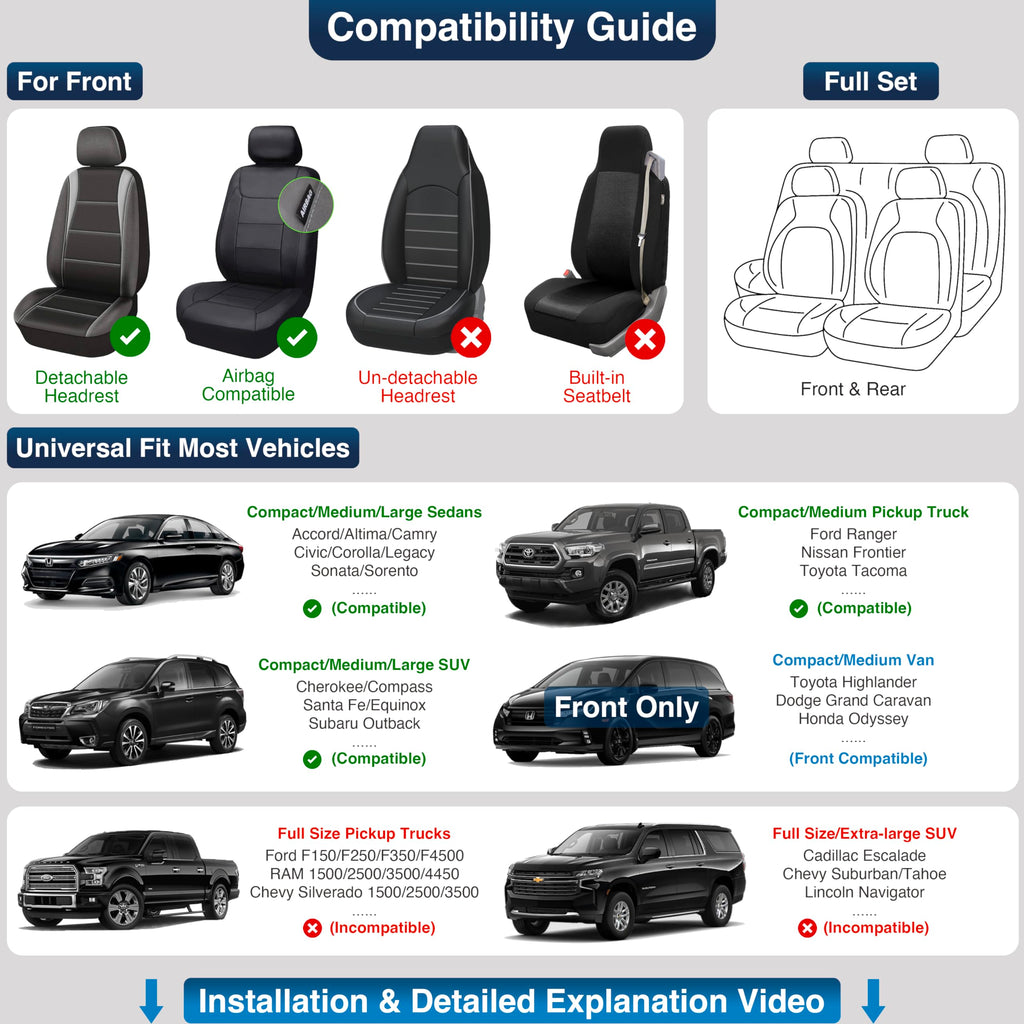 OASIS AUTO Car Seat Covers Full Set Premium Waterproof Faux Leather Cushion Universal Accessories Fit SUV Truck Sedan Automotive Vehicle Auto Interior Protector (OS-001 Brown)