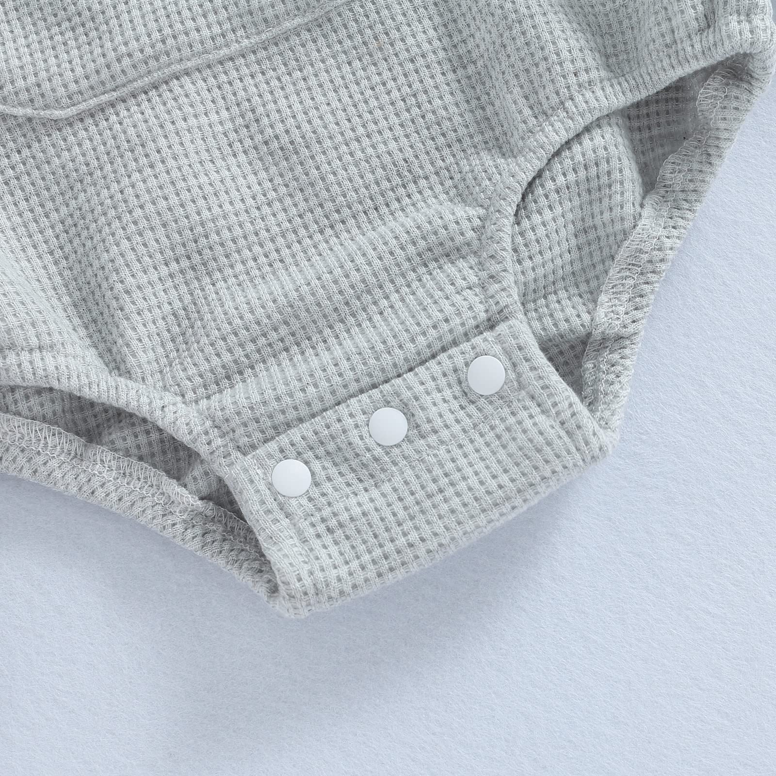 Cute Baby Sweatshirt Romper Waffle Knit Baby Clothes Infant Girl Boy Fall Winter Outfits (Gray, 18-24 Months)