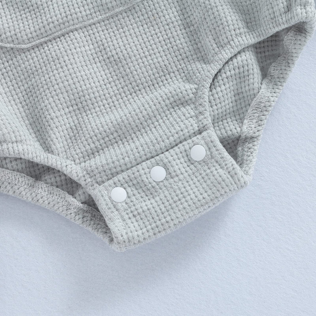 Cute Baby Sweatshirt Romper Waffle Knit Baby Clothes Infant Girl Boy Fall Winter Outfits (Gray, 18-24 Months)