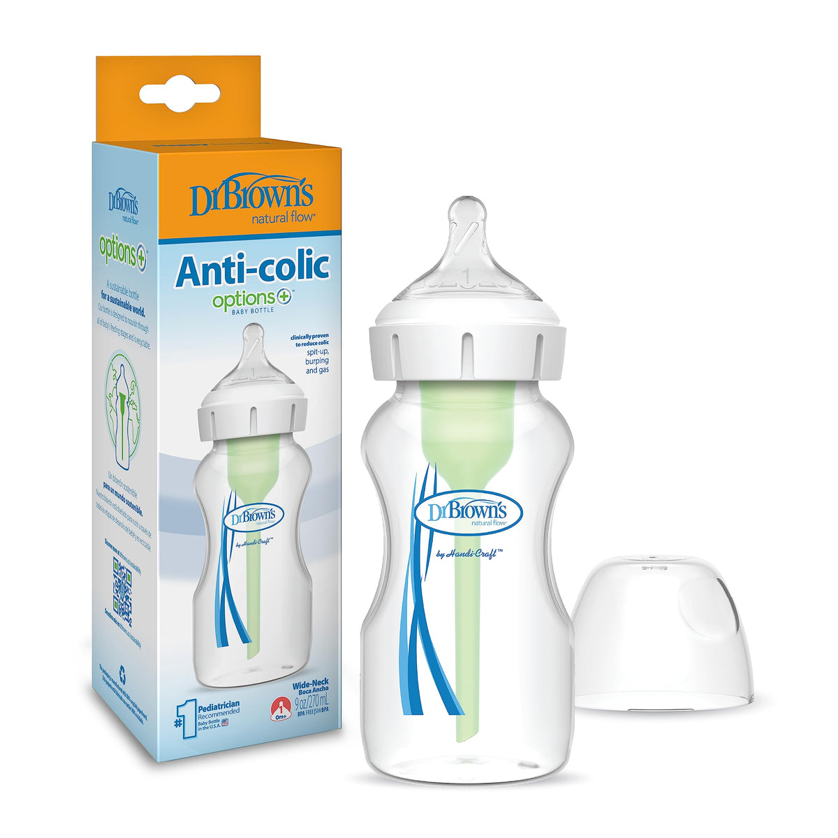 Dr. Brown's Anti-Colic Options+ Wide-Neck Baby Bottles, 5 oz, 4-Pack