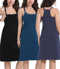SUIEK 3-Pack Maternity Nursing Nightgown Cotton Breastfeeding Dress Pregnancy Tank Tops Sleepwear