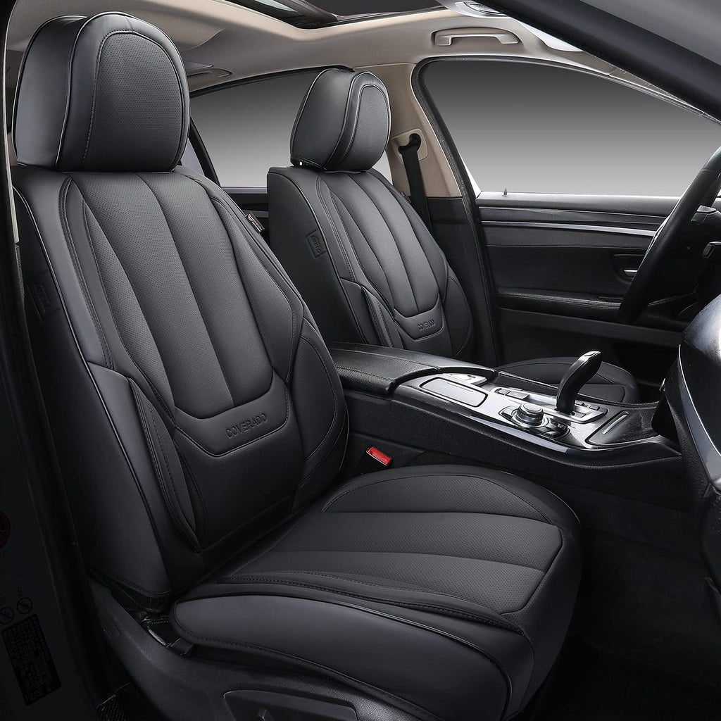 Coverado Car Seat Covers, Seat Covers for Cars, Waterproof Leather Auto Seat Protectors, Leather Car Seat Cushion, Car Interiors Accessories Universal Fit for Most Cars