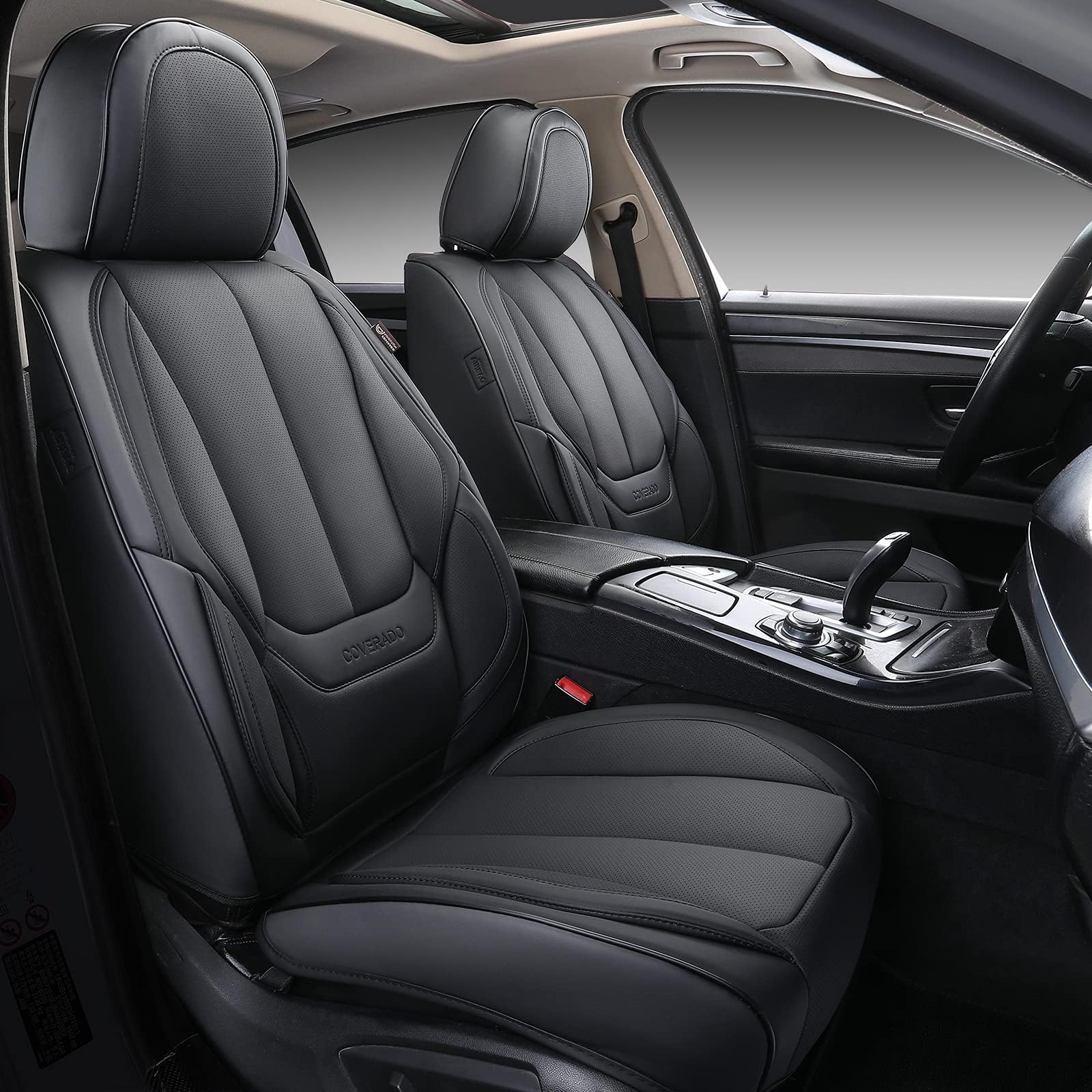 Coverado Car Seat Covers, Seat Covers for Cars, Waterproof Leather Auto Seat Protectors, Leather Car Seat Cushion, Car Interiors Accessories Universal Fit for Most Cars