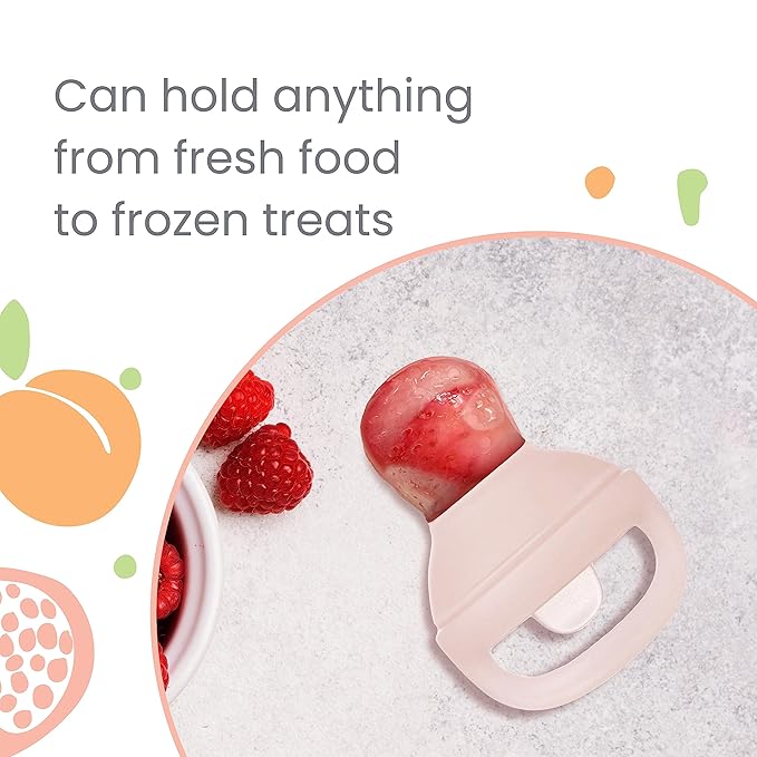 Lulyboo Silicone Fresh Fruit and Veggie Self-Feeder Pacifier for Babies 6+ Months - BPA-Free, Dishwasher Safe, Food-Grade Silicone Baby Food Feeder with Small Holes for Safe, Nutritious Self-Feeding