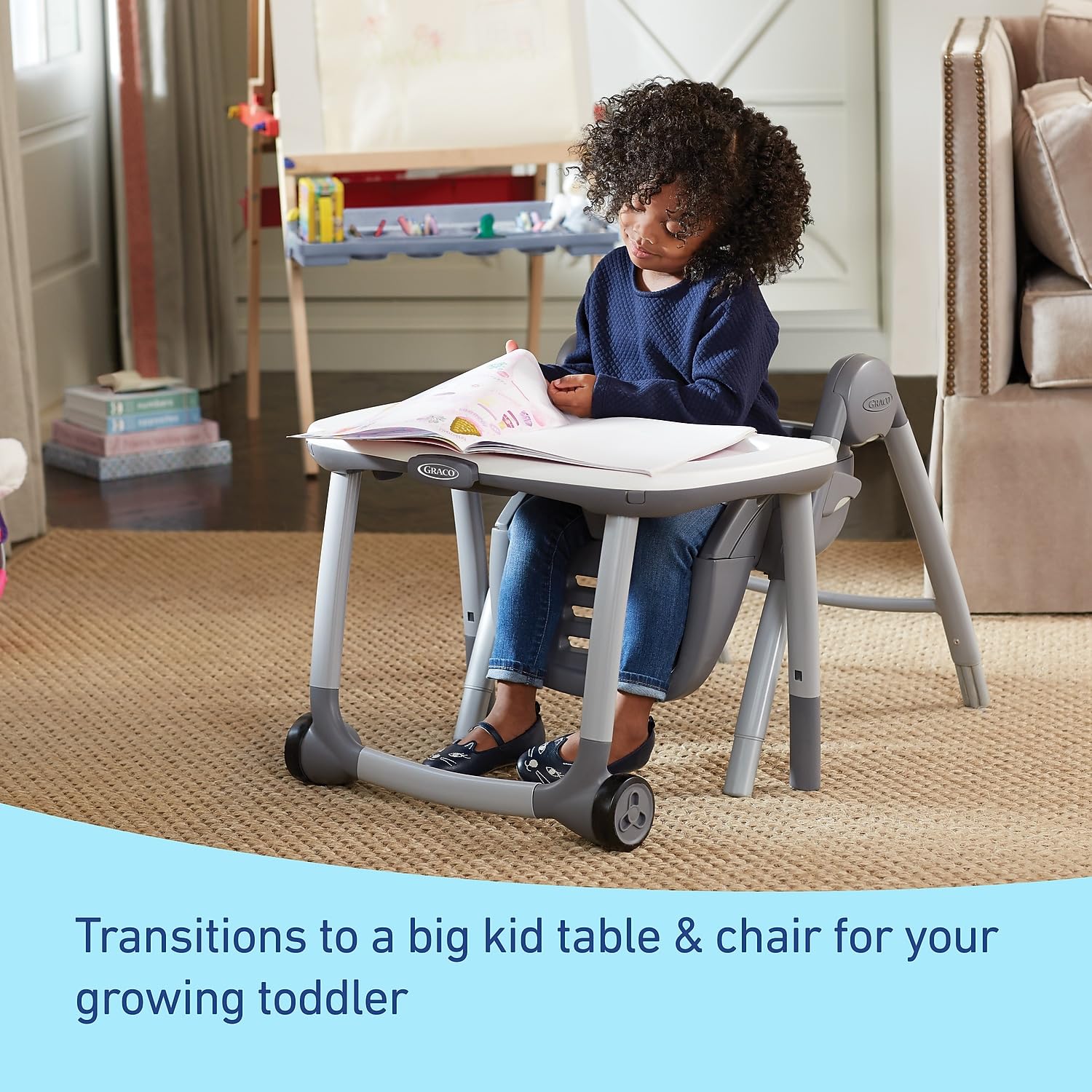 Graco Table2Table Premier Fold 7 in 1 Convertible High Chair | Converts to Dining Booster Seat Kids Table and More Maison