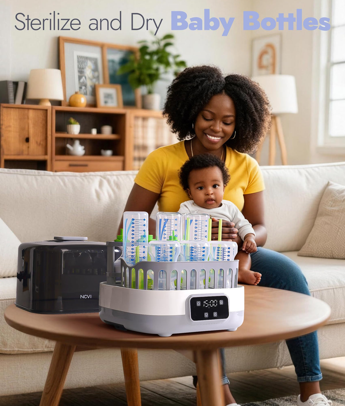 NCVI Baby Bottle Sterilizer and Dryer, 20-Minute Cycle, Up to 8 Bottles