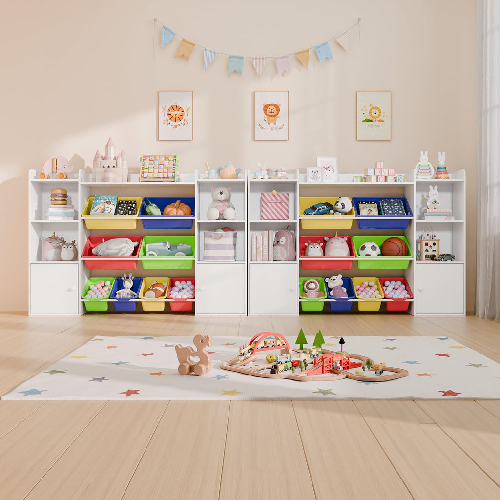 Large Kids Toy Storage Organizer, Toy Organizers and Storage with Bookshelf, Kid Bookshelf and Toy Storage with 6 Storage Cubbies and 8 Storage Bins for Kids' Rooms, Playrooms, and Nurseries