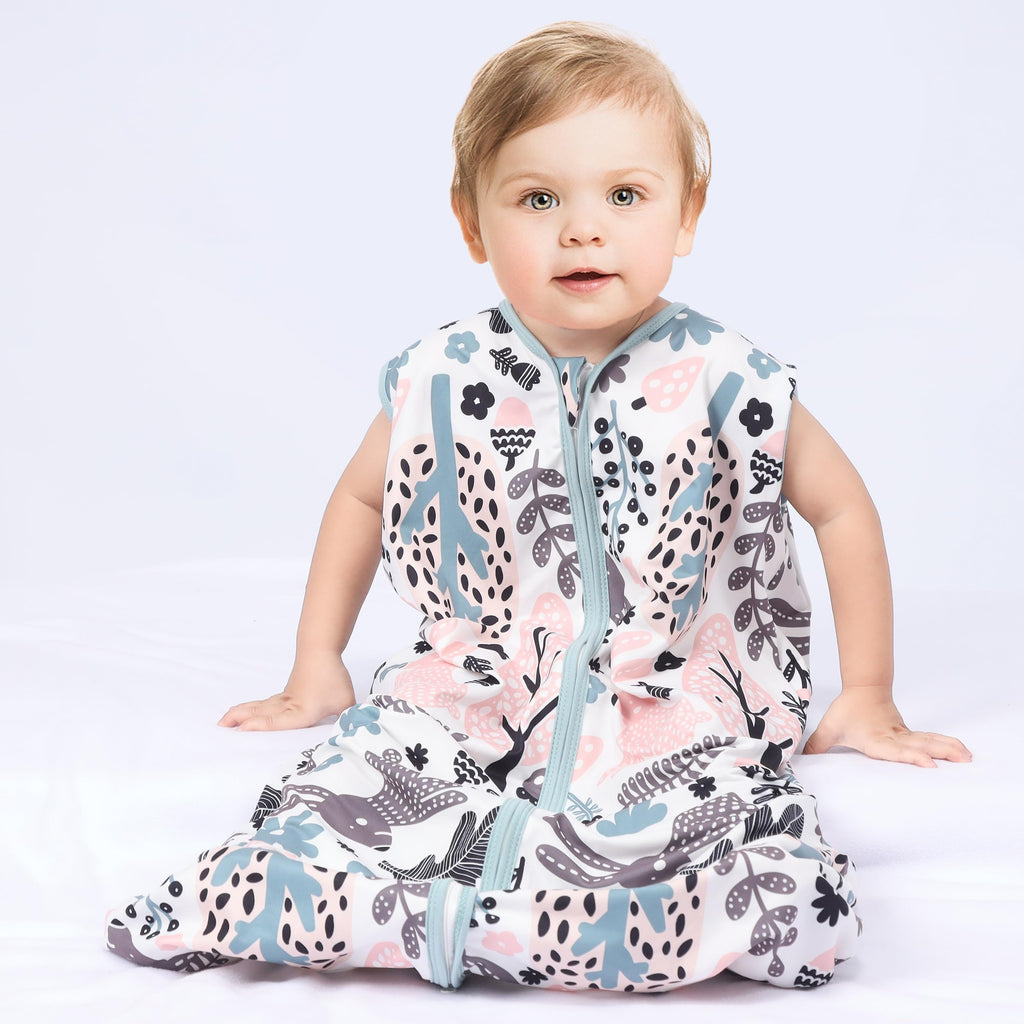GUNTAIL Baby Sleep Sack 0-6 Months 3 Pack Baby Wearable Blanket 100% Rayon Cotton 2-Way Zipper Toddler Sleeping Sack.Comfy Soft Lightweight TOG 0.3 (Rabbit&Rocks&Green, 0-6 Months)