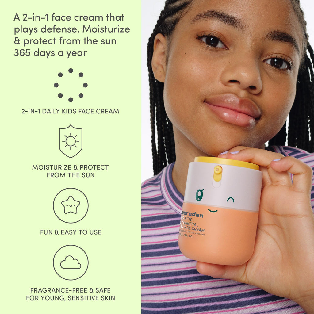 Evereden Kids Mineral Face Cream SPF 20, Dermatologist-Tested, Zinc Oxide