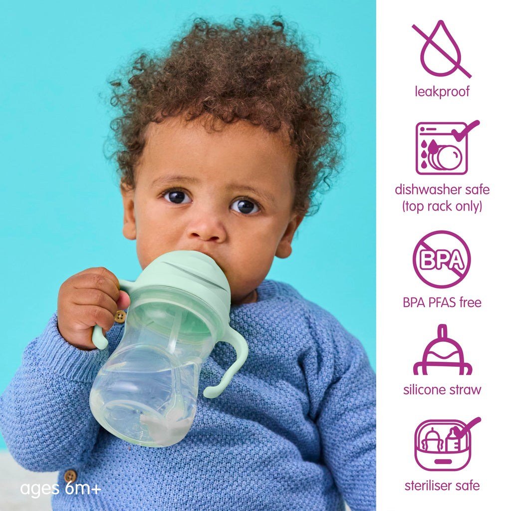 b.box Sippy Cup with Weighted Straw, Toddler Straw Cup, Spill Proof, 8oz