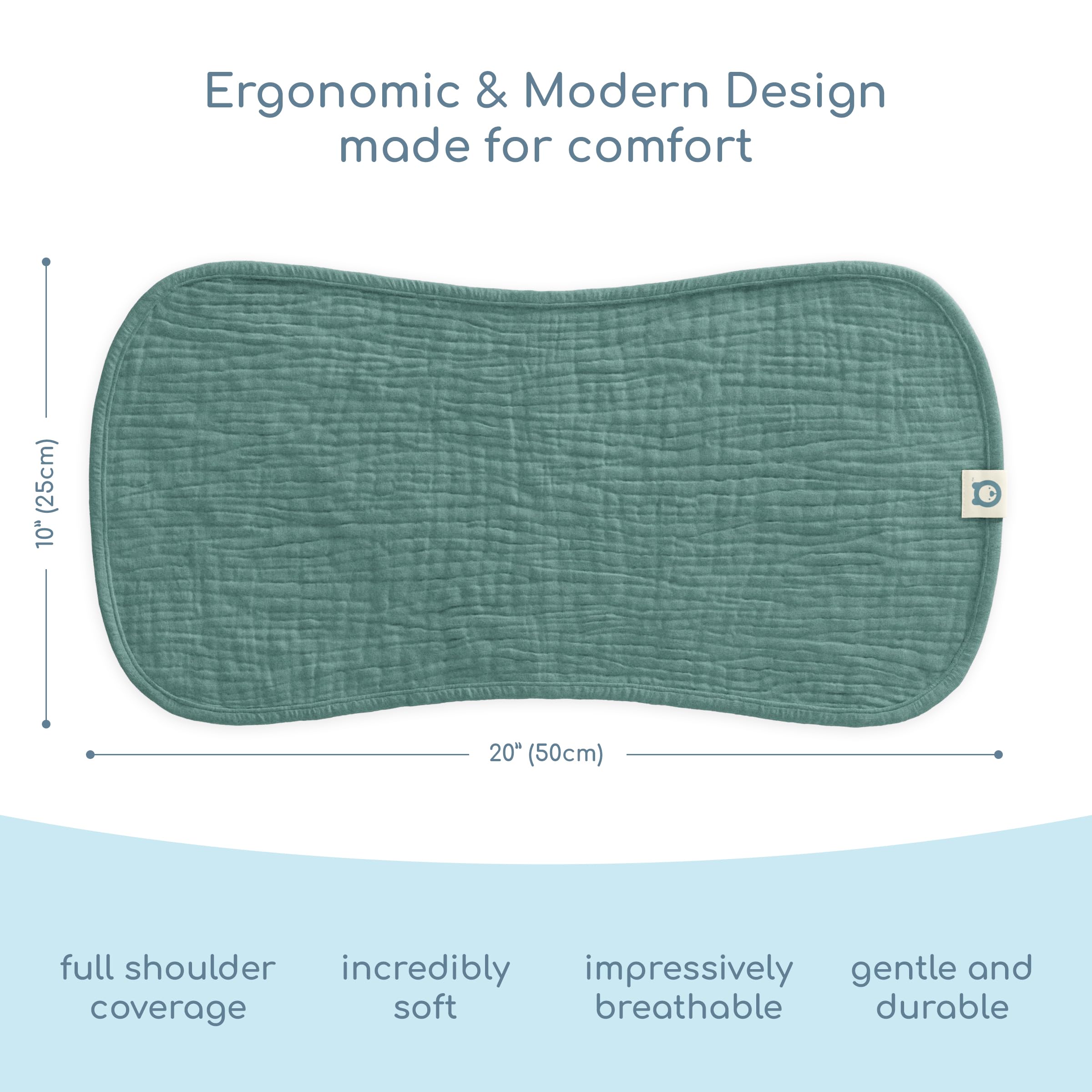 ROMY RO Muslin Burp Cloths Set, 6 Pieces, 100% Organic Cotton Hand Washcloths for Baby Boys and Girls Extra Absorbent and Soft Burping Rags (Teal - Solid Color)