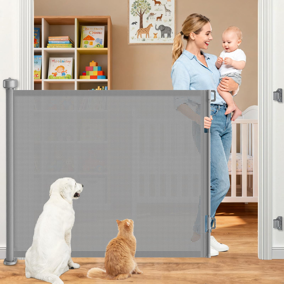EZIGO 71 Inch Retractable Baby Gates, 41 Inch Extra Tall Retractable Gate