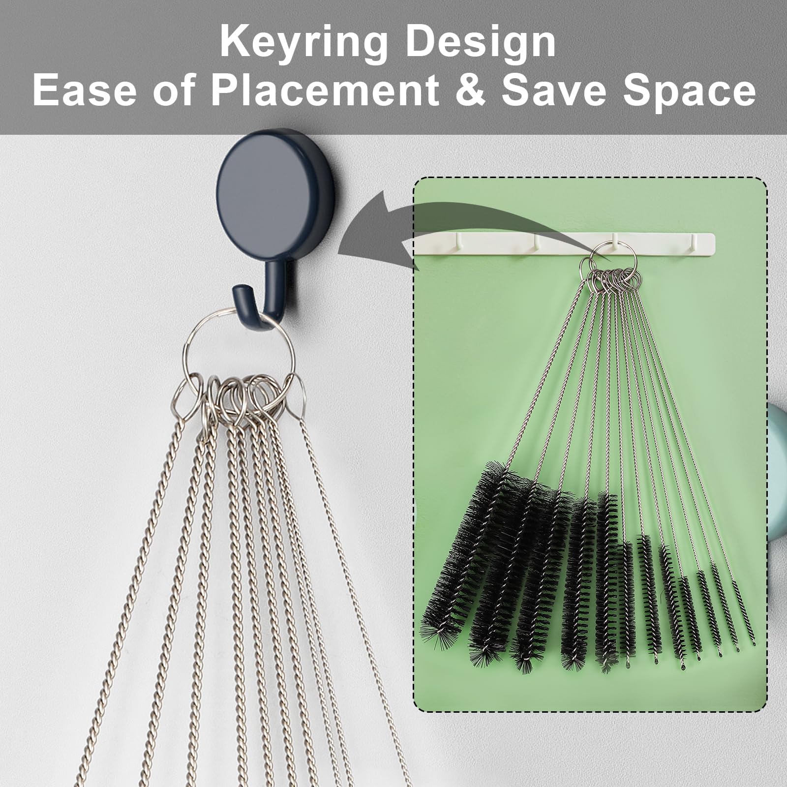 Ixiaoyoo 12 Pcs Straw Cleaner Brushes Set, 8.2 Inch Nylon Cleaning Brush
