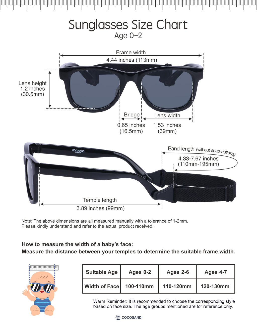 COCOSAND Flexible Polarized Baby Sunglasses with Strap & Silicone Nose Pads