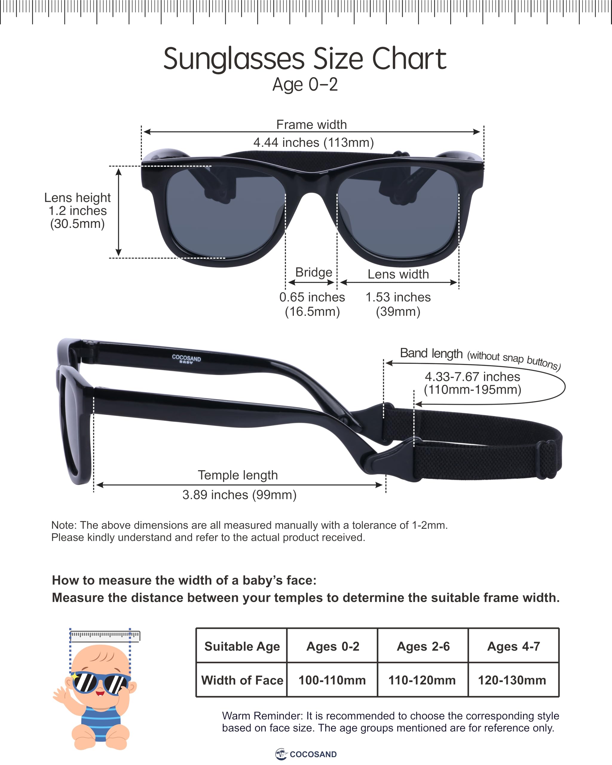COCOSAND Flexible Polarized Baby Sunglasses with Strap & Silicone Nose Pads