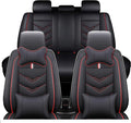Leather Car Seat Covers Fit for LR LR4 2009-2016, 5 Seater Waterproof and Wear-Resistant Seat Cover Interior Accessories(Full Set with Pillow,Black&Red)