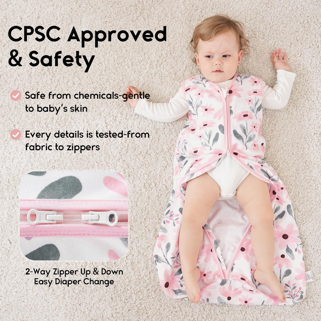 Yoofoss Baby Sleep Sack 18-24 Months 0.5 Tog Wearable Blanket for Baby, 3 Pack 100% Organic Cotton Infant Toddler Sleeping Sack 2-Way Zipper Lightweight Sleep Sack
