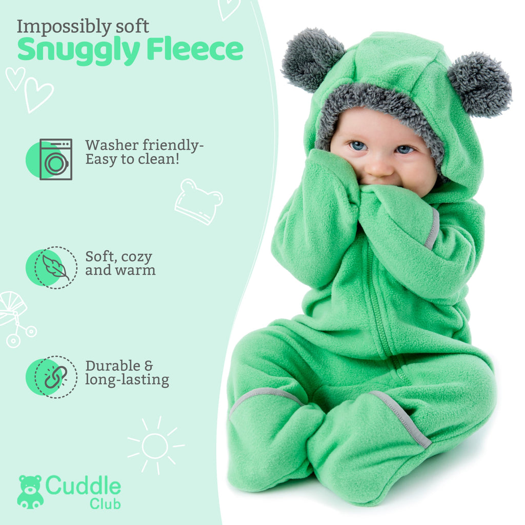 Cuddle Club Fleece Baby Bunting Bodysuit – Infant One Piece Kids Hooded Romper Outerwear Toddler Jacket
