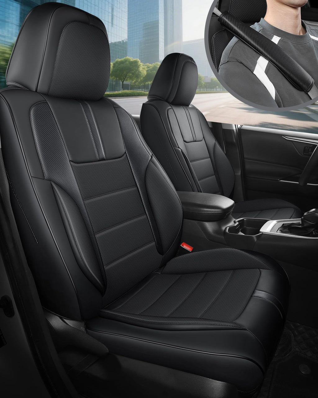 FREESOO Seat Covers Full Set for Cars Trucks SUV, Black