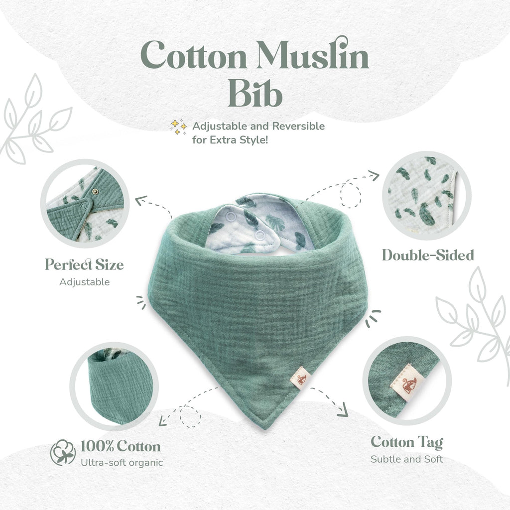 Mikito Organic Cotton Newborn Gift Box, Unisex Baby Gifts Including Muslin Lovey Comforter, Bandana Bib, Wooden Teether & Birth Announcement Sign