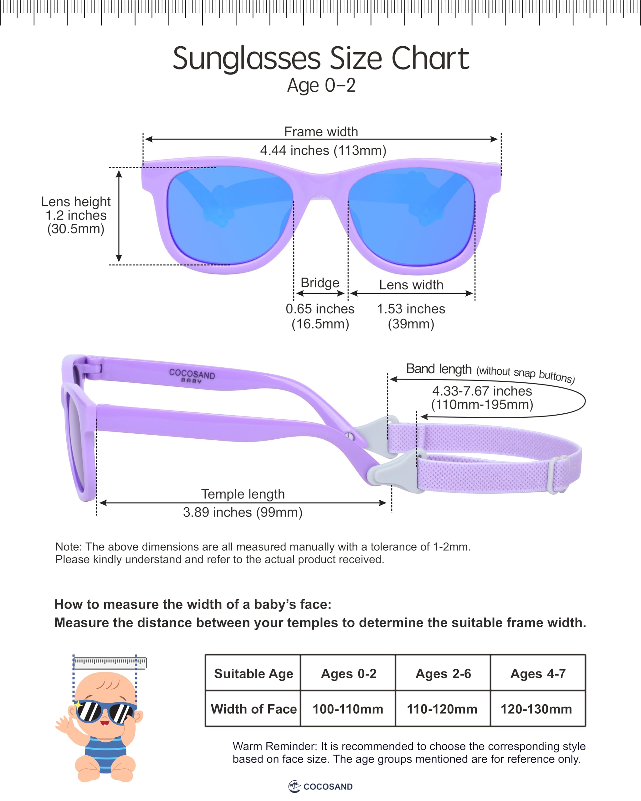 COCOSAND Flexible Polarized Baby Sunglasses with Strap & Silicone Nose Pads