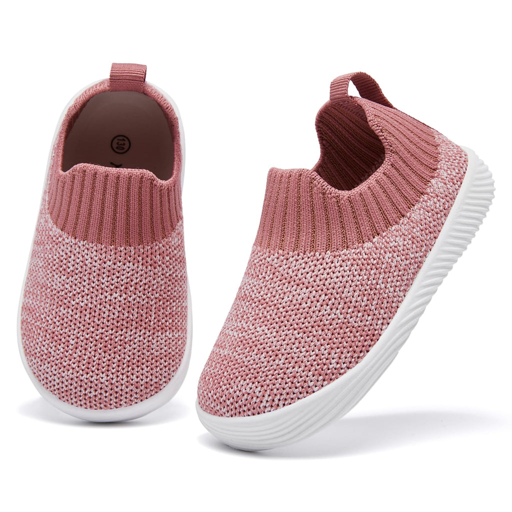 MORENDL Toddler Shoes Baby Walking Sock Shoes Non-Slip Breathable Boys & Girls Sneakers Infant Tennis Shoes Mixed Pink Size 8