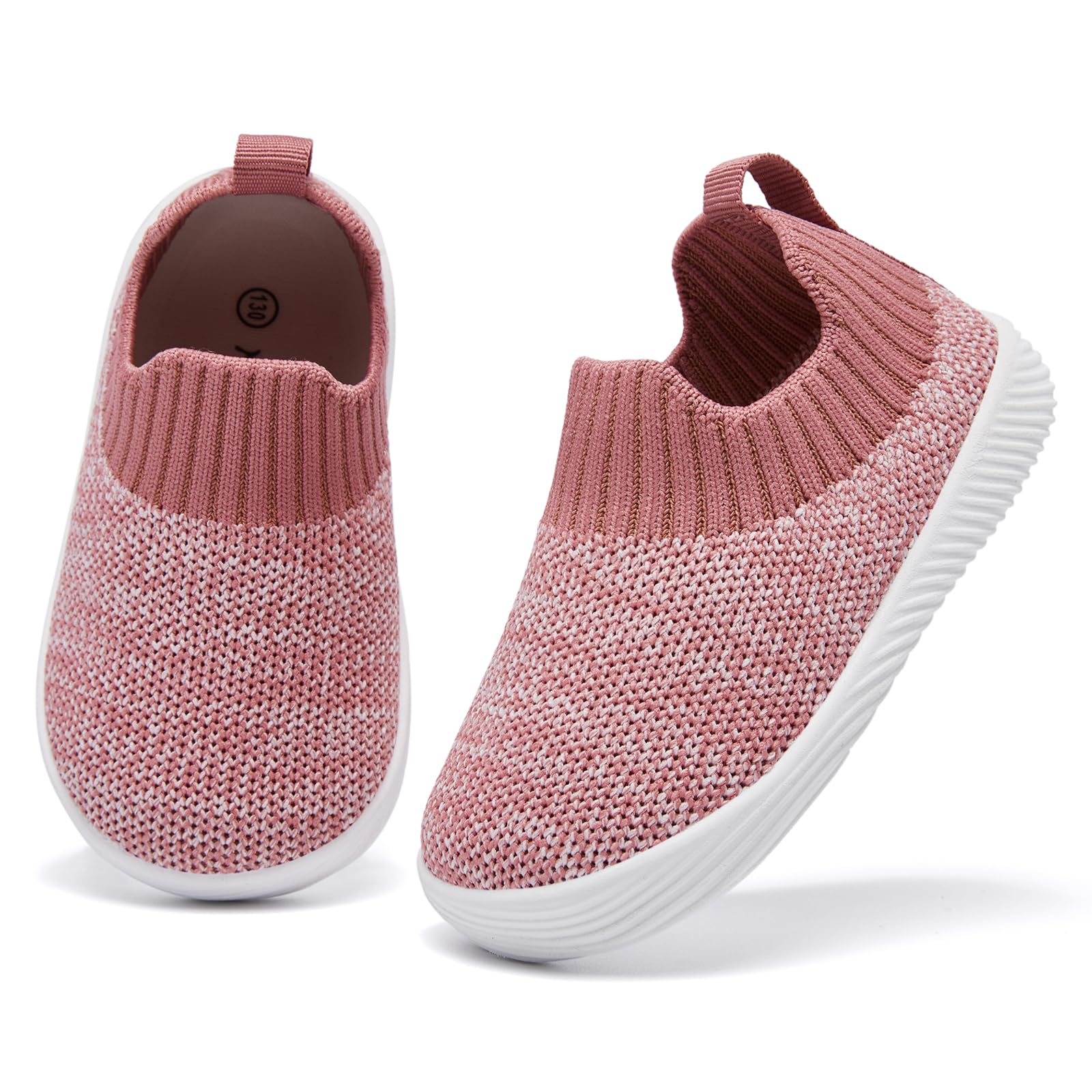 MORENDL Toddler Shoes Baby Walking Sock Shoes Non-Slip Breathable Boys & Girls Sneakers Infant Tennis Shoes Mixed Pink Size 9