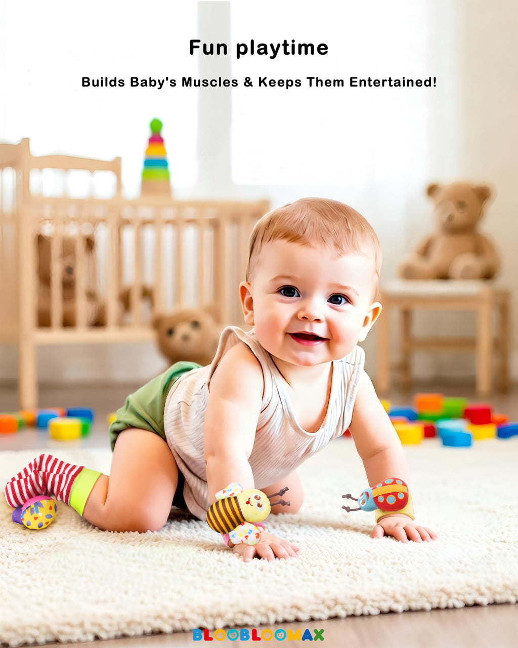 Wrist Rattles Foot Finder Rattle Toy for 3-6 Months Baby, Feet Leg Ankle Socks Arm Hand Bracelet Shaker for 6-9 Months Infant boy & Girl, Gift Set for 0-2 Years Newborn Babies (5 pcs-C)
