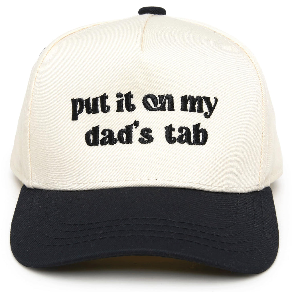 Kids 2 Tone Trucker Snapback Hat - Put It on My Dad's Tab - Black/Beige