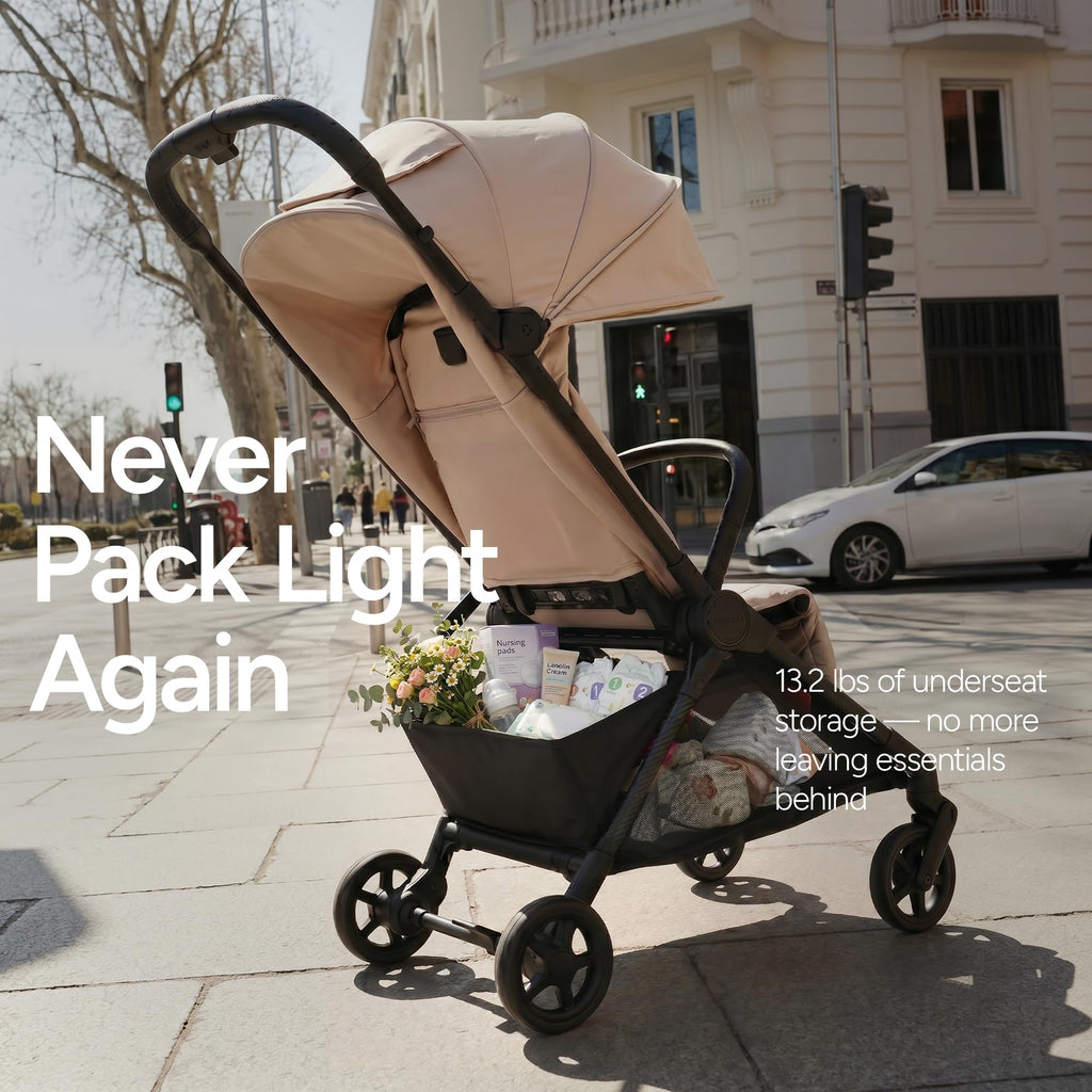Mompush Nexis Carbon Fiber Lightweight Travel Stroller, Carry-On, Black