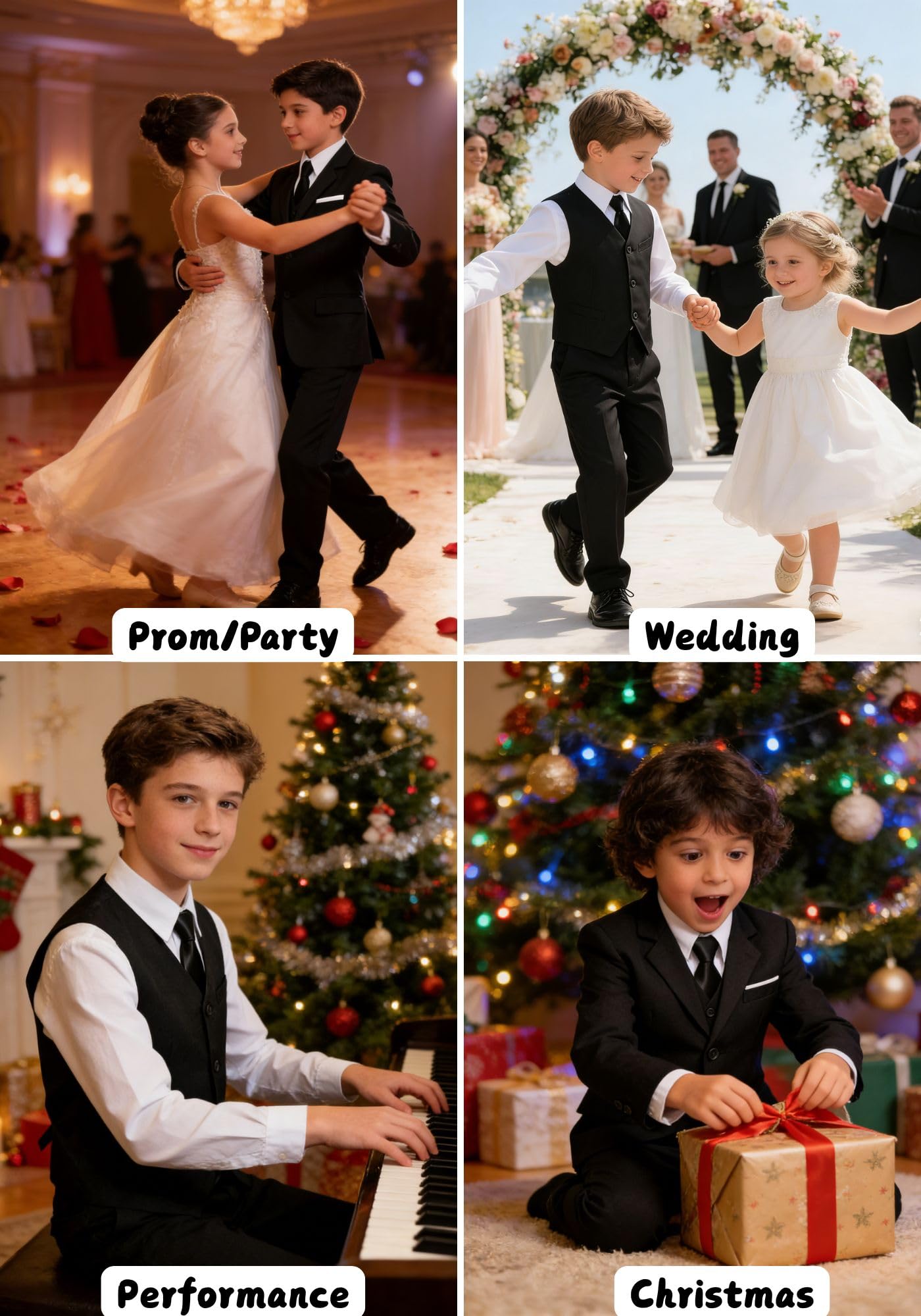 Kids Suits for Boy Toddler Wedding Outfit Slim Fit Black Boys Suit Size 14