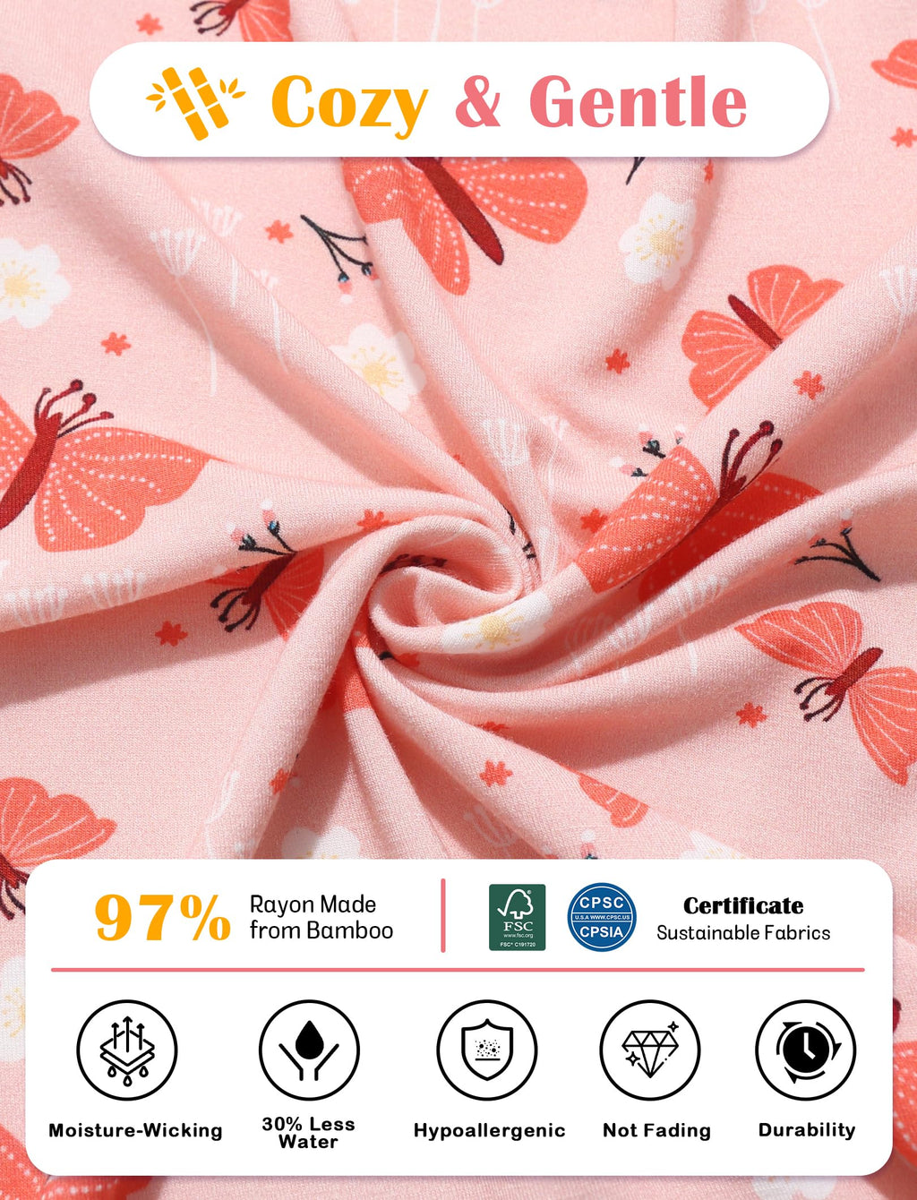 JunNeng Baby Girl Viscose from Bamboo Sleeper Pajamas with Mitten Cuffs 6-12M