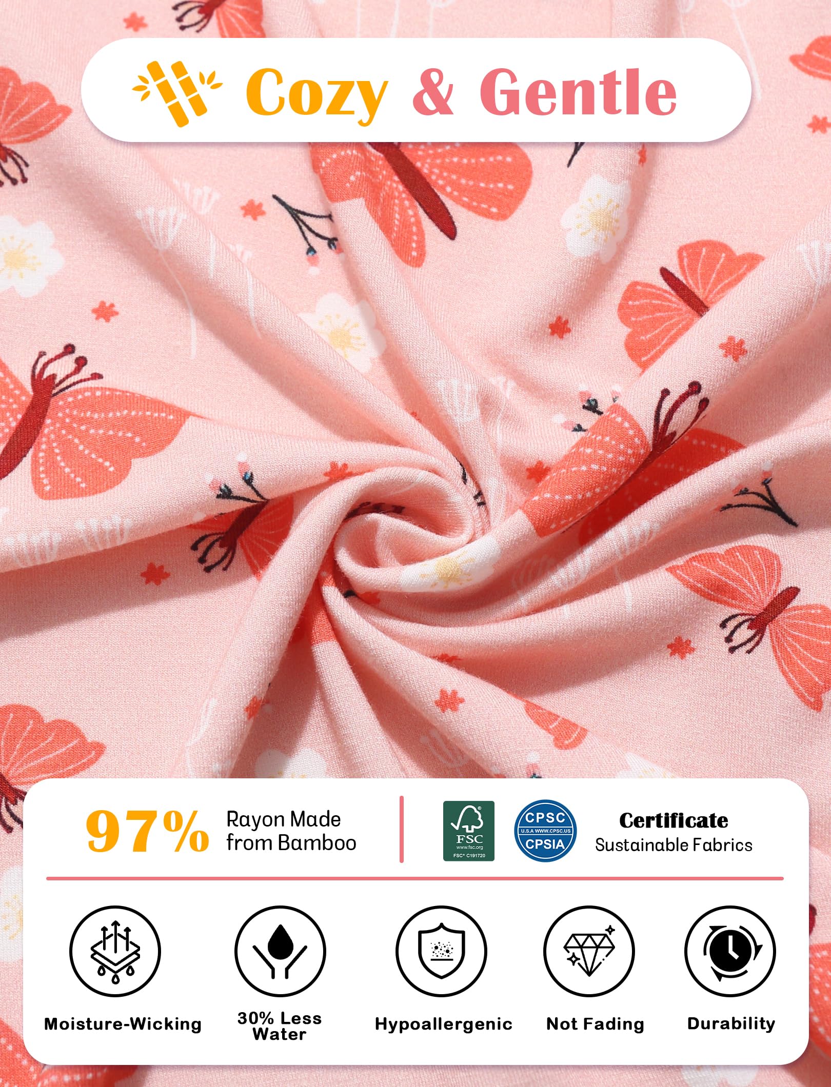 JunNeng Baby Girl Viscose from Bamboo Sleeper Pajamas with Mitten Cuffs 6-12M