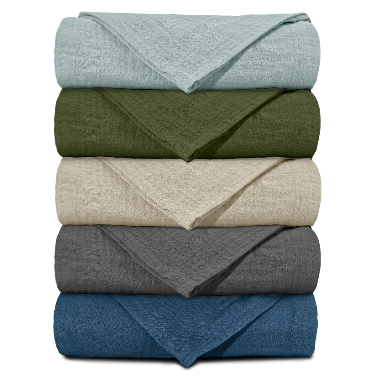 Muslin Receiving Blankets 5 Pack, Soft Swaddle Wraps for Newborn Babies
