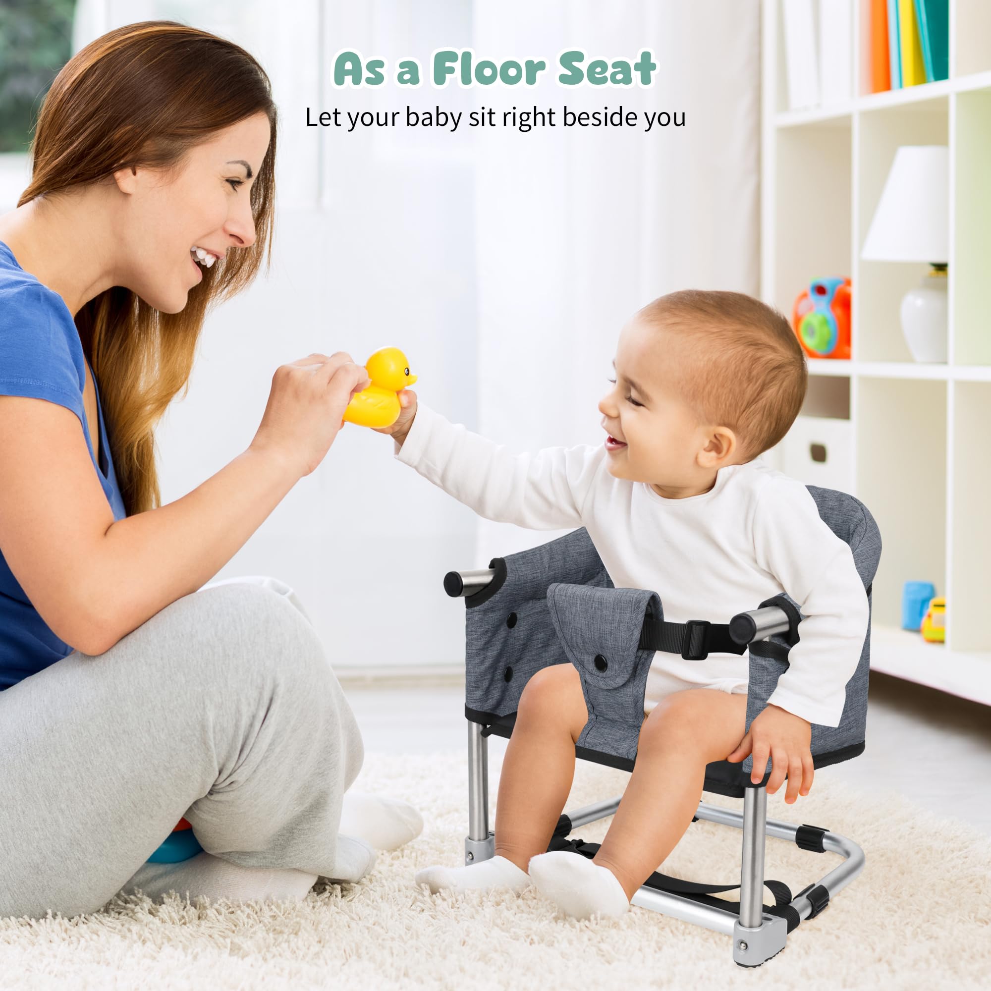 Booster Seat for Dining Table, 3-in-1 Portable Toddler Booster Chair with Safety Buckle, Height Adjustable & Foldable Baby Feeding Seat, Travel High Chair with Washable Cover & Storage Pocket - Red