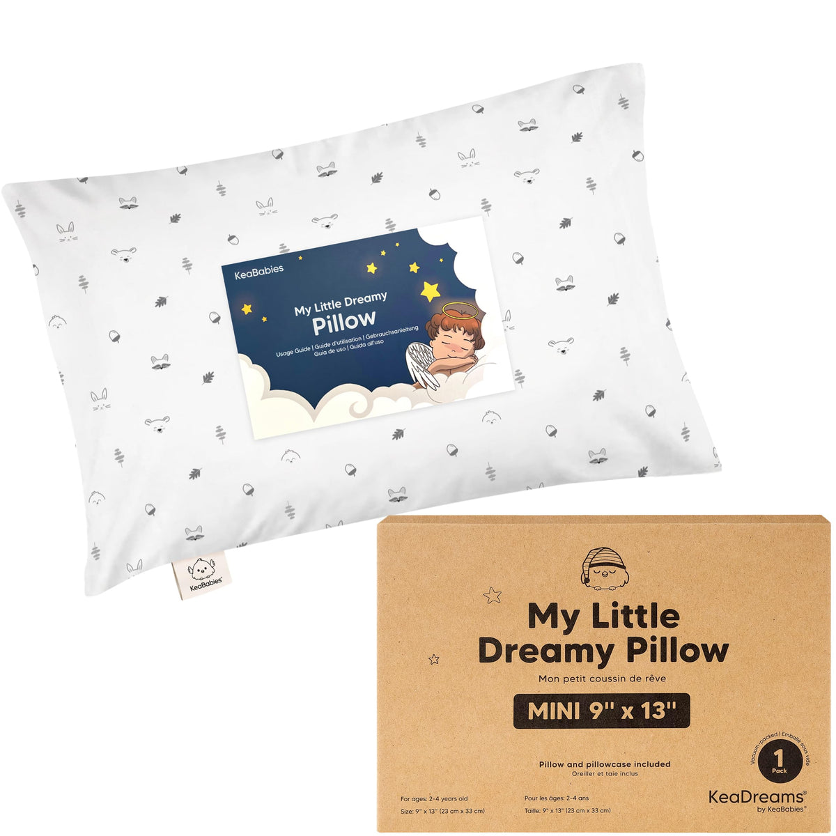 Mini Toddler Pillow with Pillowcase, 9x13 My Dreamy Pillow, Jungle Green