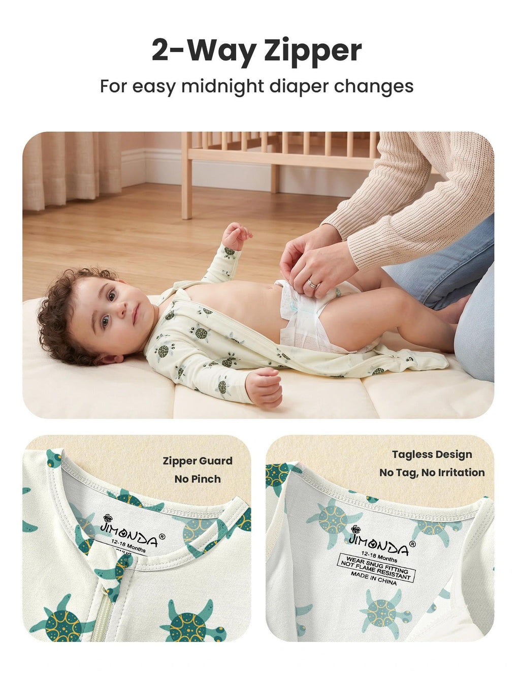 Jimonda Baby Sleeper Rompers,Unisex Boys Girls Zip-Front Pajamas One-Piece Footless Outfit 0-24 Months (Pack of 2
