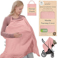 Premium Organic Breathable Muslin Nursing Cover for Breastfeeding - Privacy Breast Feeding Covers for Women - Multi-Use Nursing Cover Up - Soft & Lightweight Breastfeeding Covers (Pink)