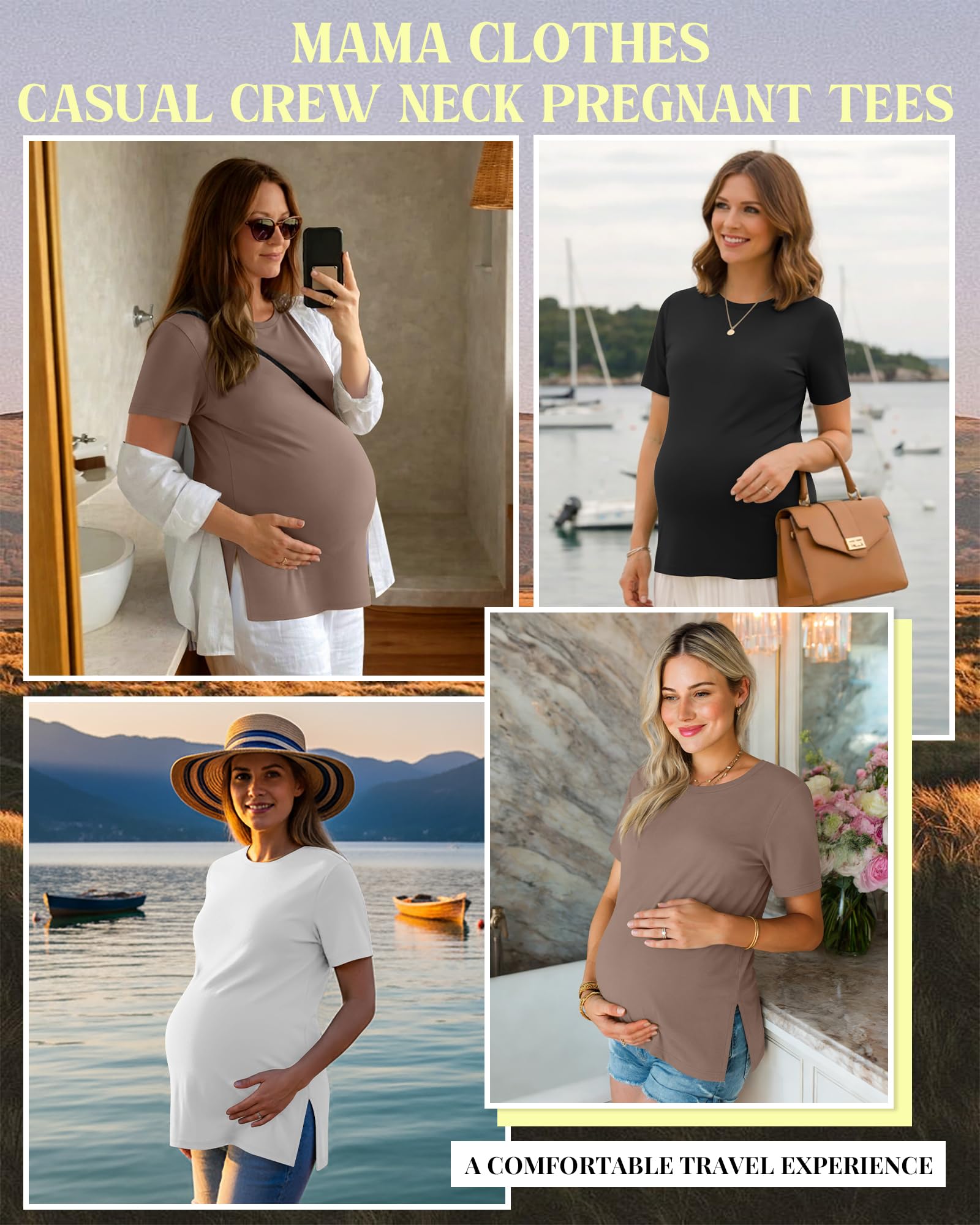 Ficerd 3 Pack Women's Maternity T Shirts, 3-Color, Medium