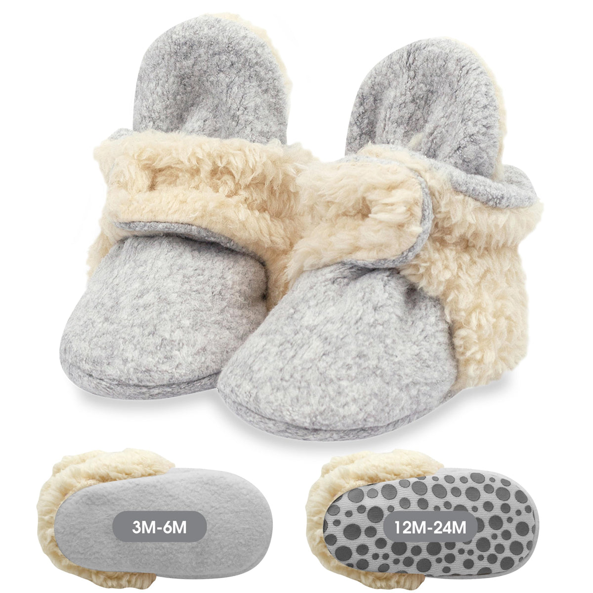 Zutano Baby Furry Fleece Booties with Grippers, Organic Cotton Lining