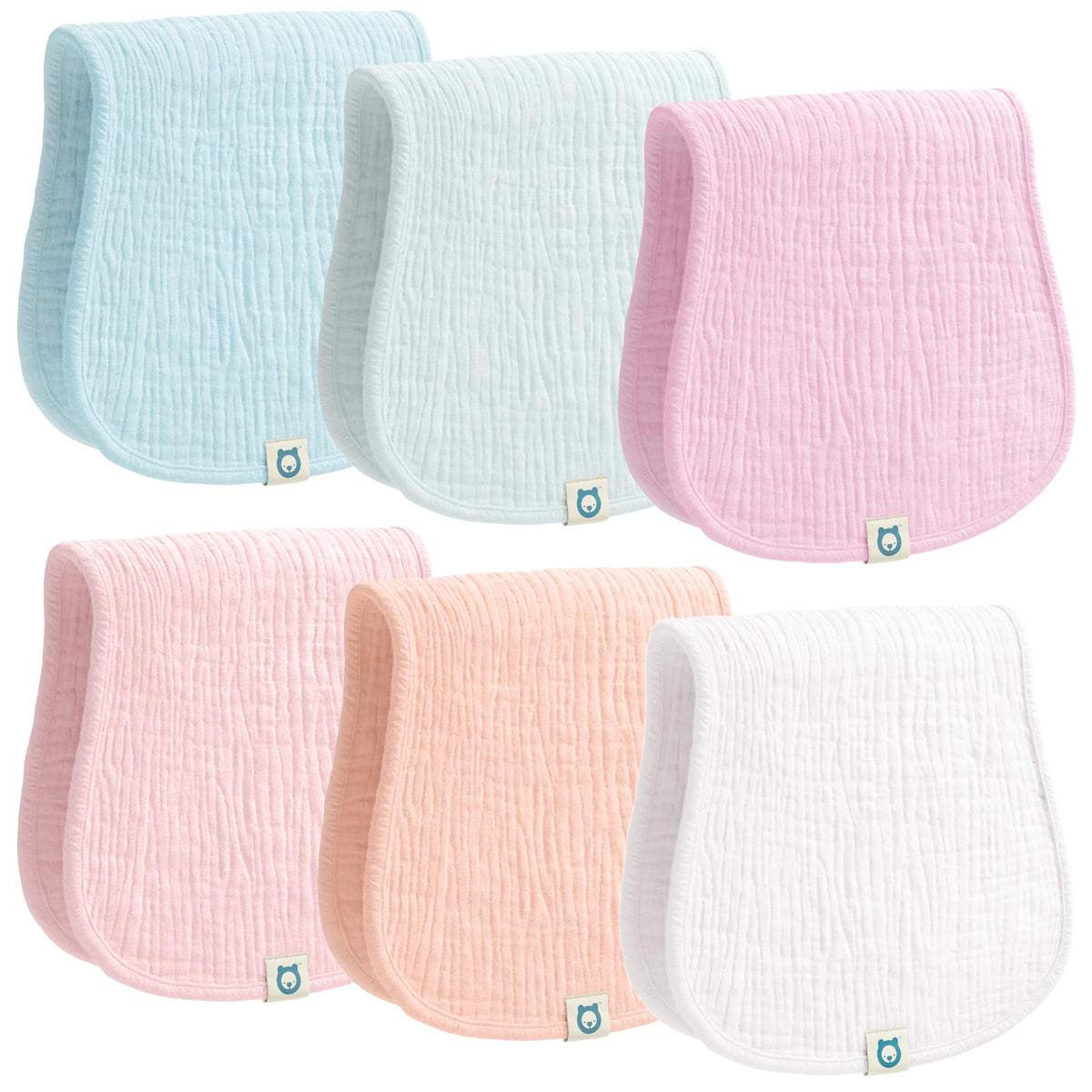 ROMY RO Muslin Burp Cloths Set, 6 Pieces, 100% Organic Cotton Hand Washcloths for Baby Boys and Girls Extra Absorbent and Soft Burping Rags (Cherry - Multi Colored)