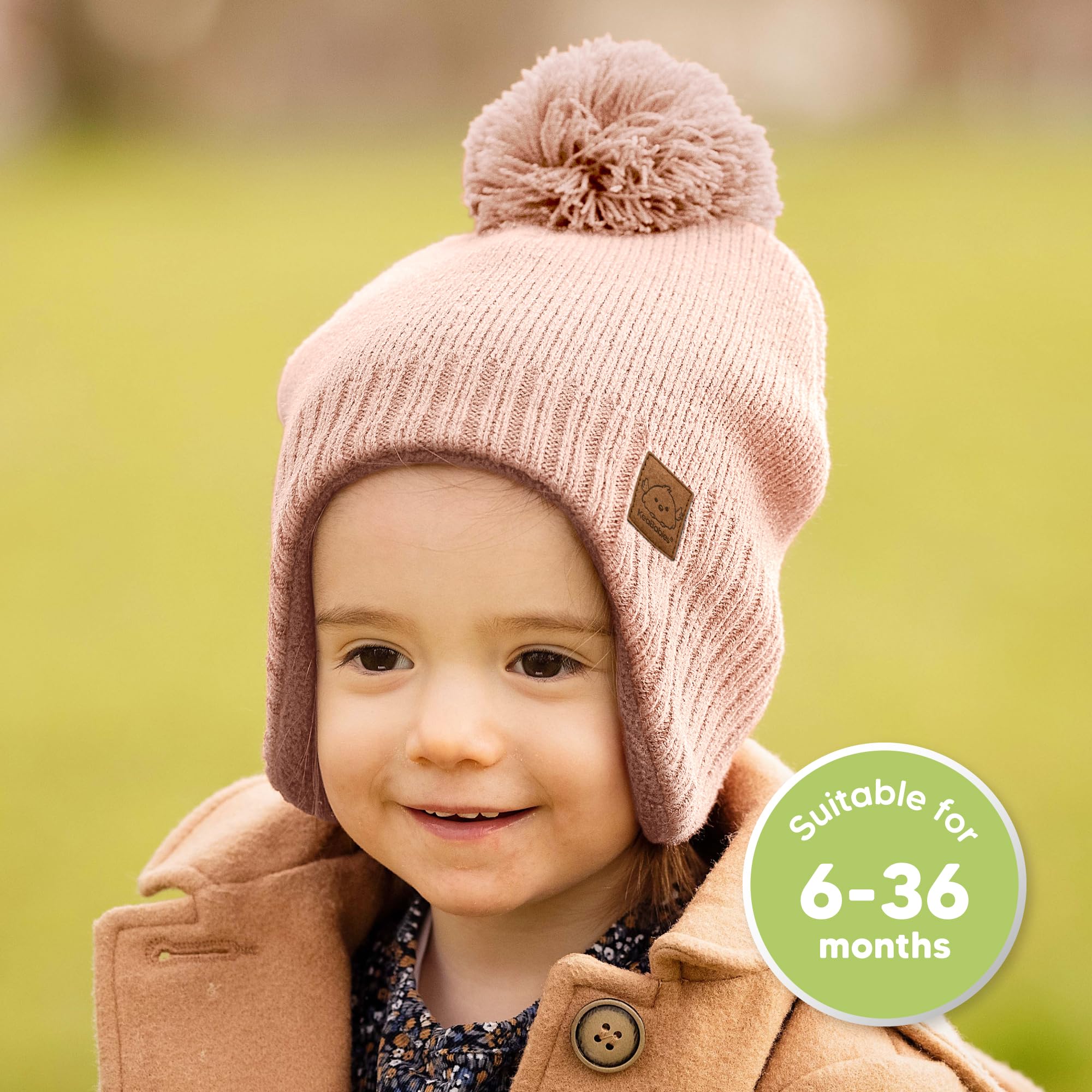 KeaBabies Baby Beanies, Winter Baby Hats for Boys, Girls (Blush, 6-36M)