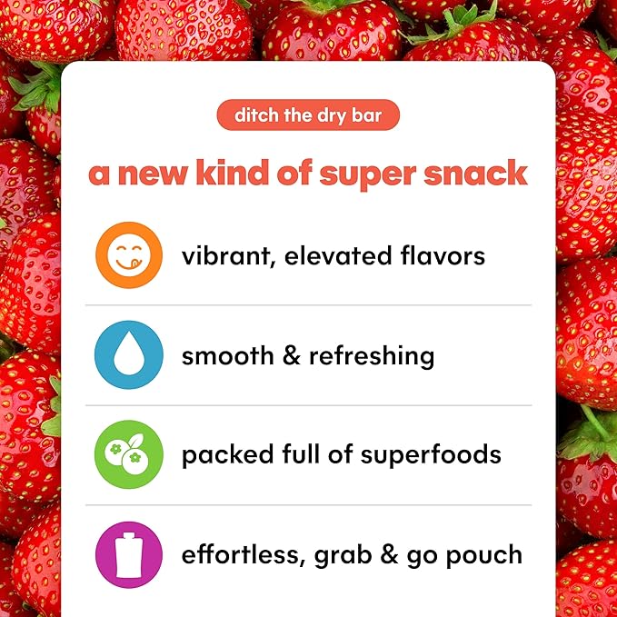 Noka Superfood Fruit & Nut Butter Smoothie Pouches, Healthy Snacks (Strawberry Peanut Butter) 12 Pack, Vegan, Plant Protein, Gluten-Free, Organic, Meal Replacement Squeeze Packs, 4.22oz Ea