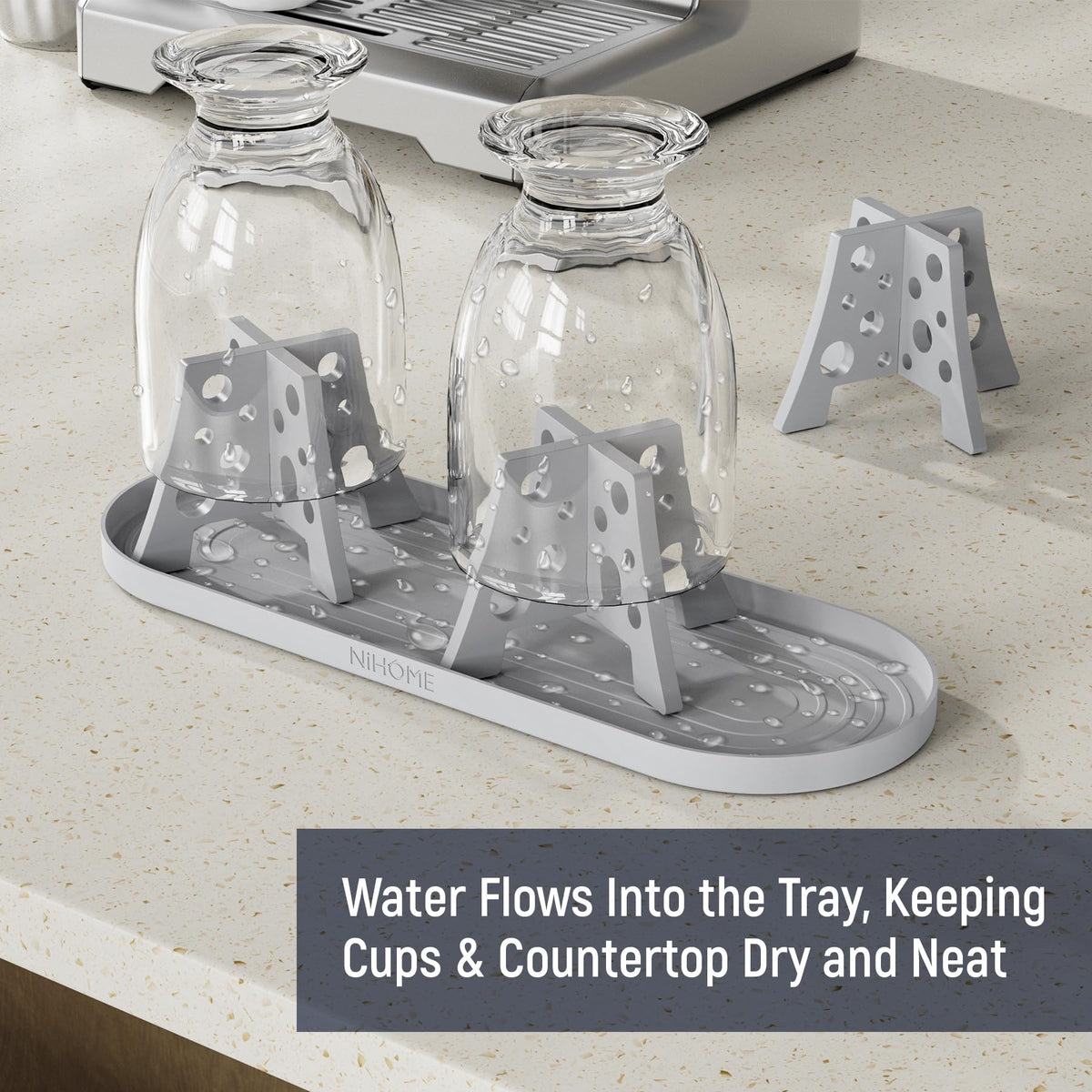 NiHome Silicone Bottle Drying Rack with Drip Tray,Fast-Dry for Stanley YETI