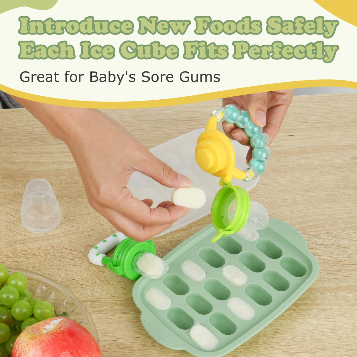 WAJIAYON Baby Breastmilk Popsicle Molds & Babies Fruit Feeder (3 Pack), Infant Food Freezer Tray Storage Containers, Silicone Teething Pacifier Feeder and Teether for Babies,Baby Feeders - Blue