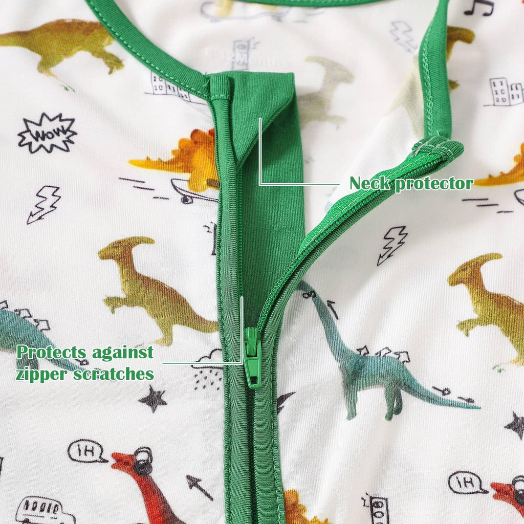 OPAWO Baby Boy Pajamas 3 Pack, 2 Way Zipper Sleepers Baby Boy Girl Romper, Toddler Summer Clothes Outfits 0-24M(Animals/Dinosaurs/Green,0-3 Months)